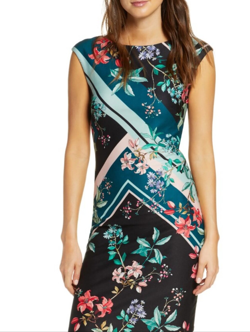 Vince Camuto Green Geometric Floral Size 10
